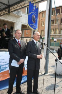 Giorgio Girelli ed il Presidente della Regione Marche Luca Ceriscioli al Concerto per la Festa del Lavoro