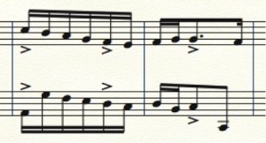 J. S. Bach - Invenzione n. 4 (battute 16-17 Emiolia)