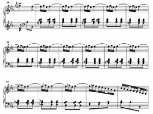 Sonata K193 (battute da 85 a 101) ripetizione di un piccolo ornamento dalla battuta 86 alla 99